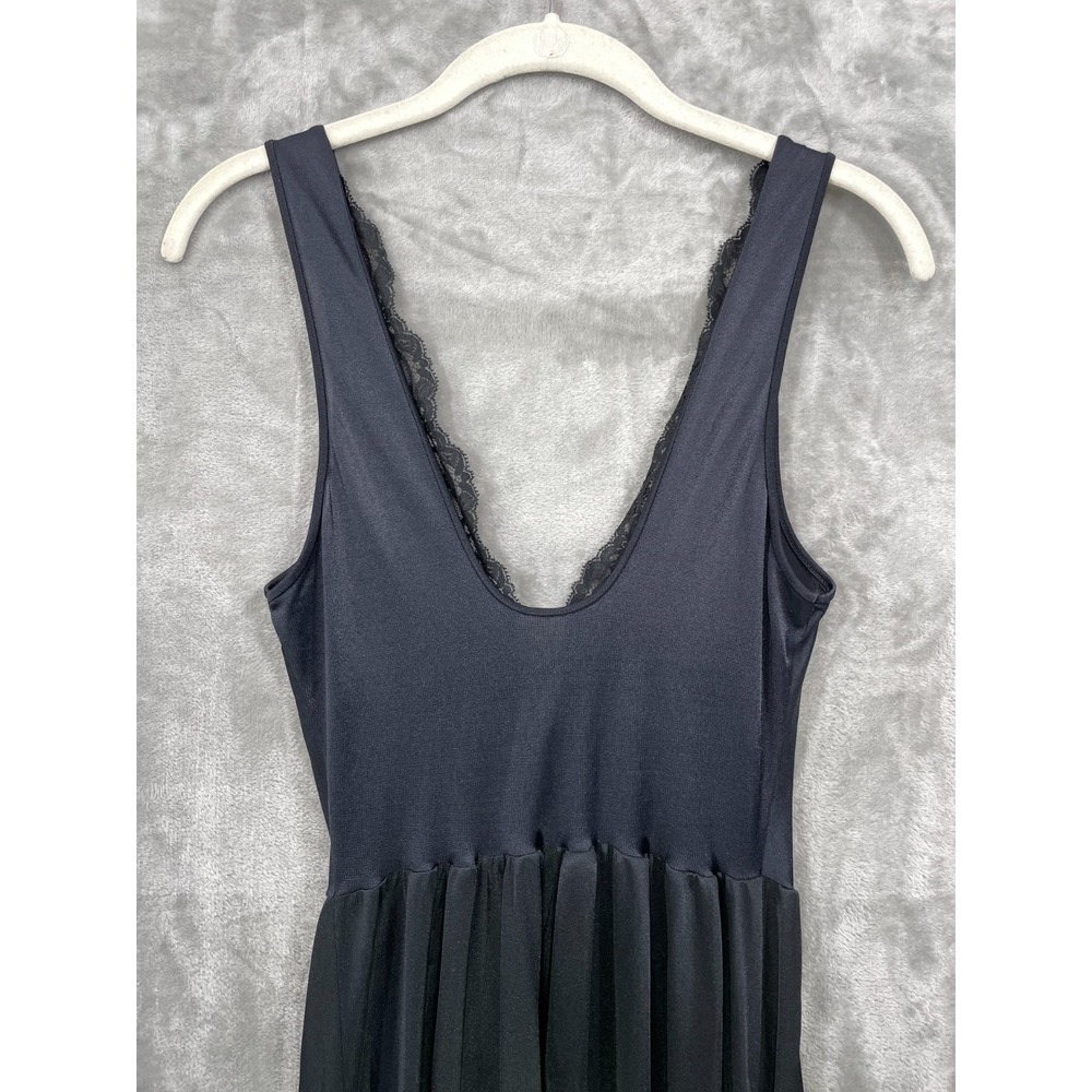 Olga Black Lace-Trim Long Slip Chemise - Picture 4 of 7